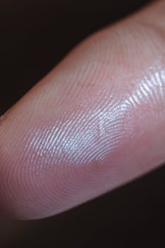 Macro image showcasing the unique patterns of a human fingerprint.